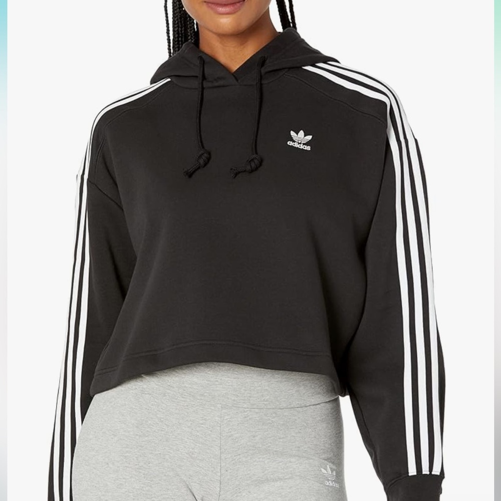 Adidas Women Cropped Hoodie (Medium) | Black, Athleisure | New without tags